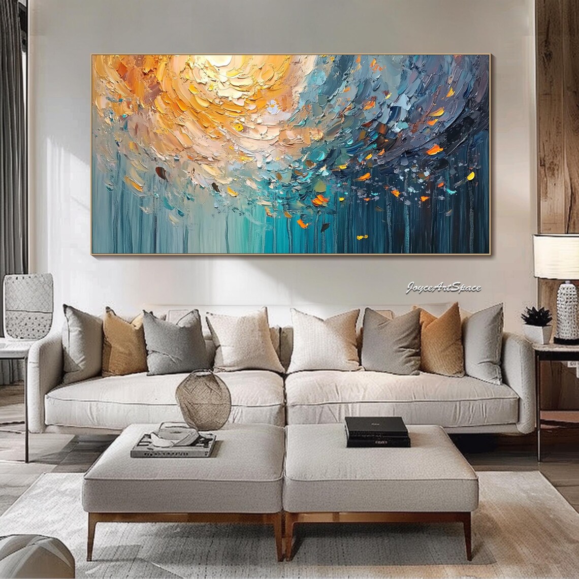 Abstract Boho Oil Painting, Textured Wall Art Print - Image 2