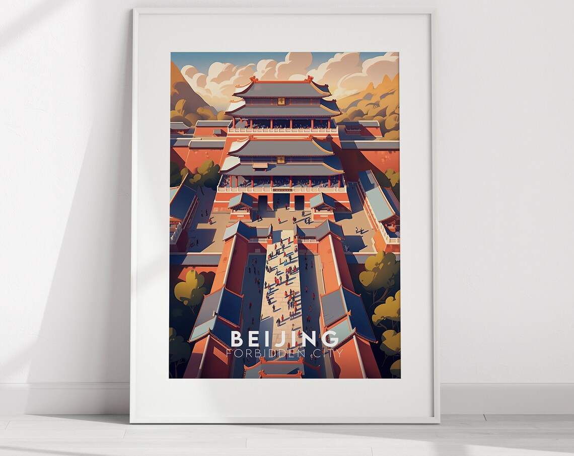 Beijing Forbidden City China Imperial Palace Vintage Travel Poster