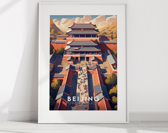 Beijing Forbidden City China Imperial Palace Vintage Travel Poster