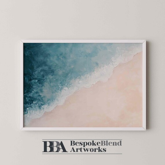 Coastal Beach Wall Decor Print Abstract Ocean And Sand Painting For Modern Beachy Homes Relaxed Interiors Or Seaside