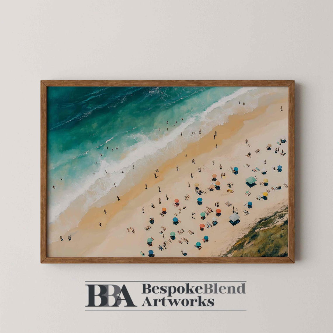 Vibrant Beach Scene Aerial Summer Painting Turquoise Coast Poster