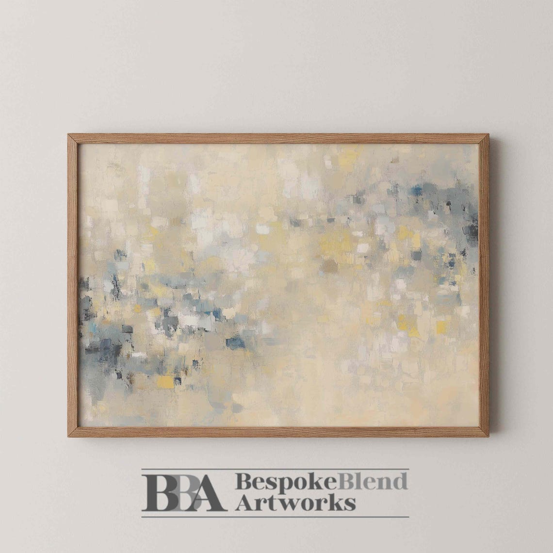 Neutral Abstract Wall Art Soft Beige Cream Blue Modern Painting
