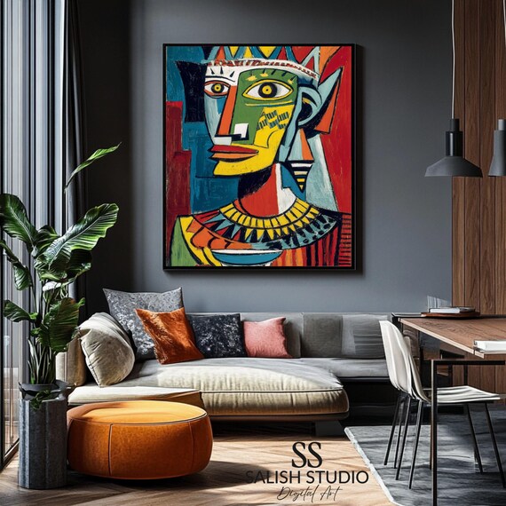 Cubist Geometric Face Portrait Bold Colorful Abstract Modern Art Poster