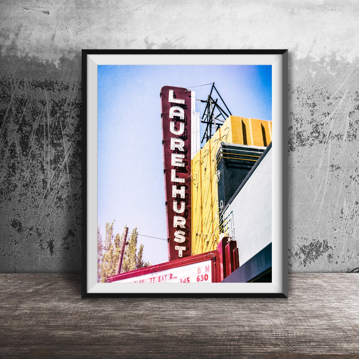 Laurelhurst Theater Tall Maroon Neon Sign Portland Photography Poster
