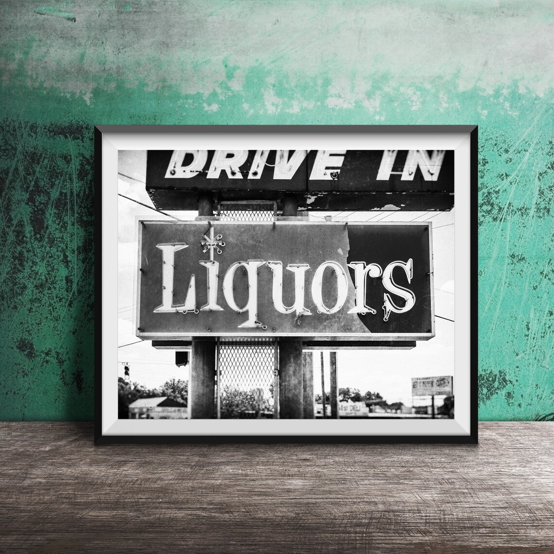 Liquors Drive In Retro Neon Sign, Mid-Century Poster - Image 2