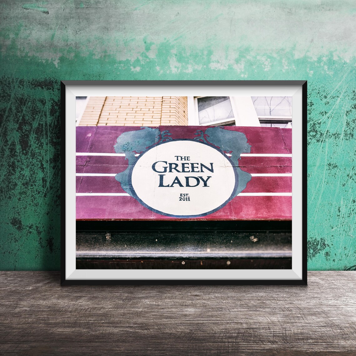The Green Lady Est 2011 Painted Wall Sign Lakeview Chicago Poster