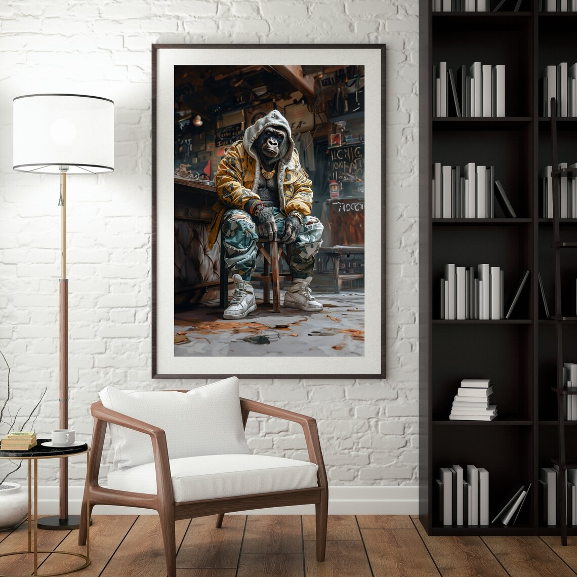 Cool Gorilla Streetwear Hip Hop Portrait Funny Animal Decor Poster - Image 3