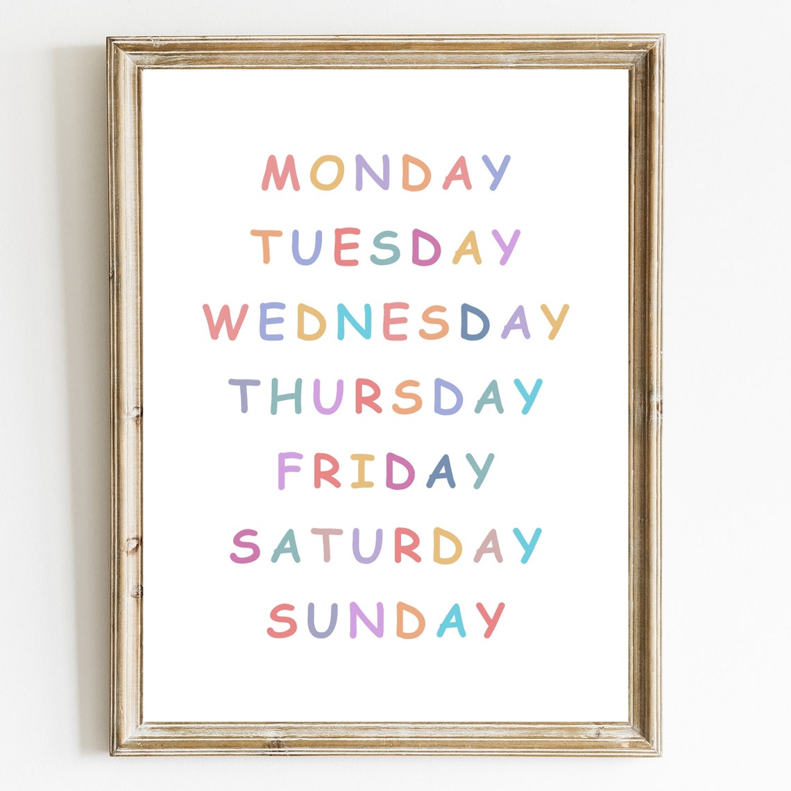 Days of the Week Learning Educational Kids Classroom Decor Poster
