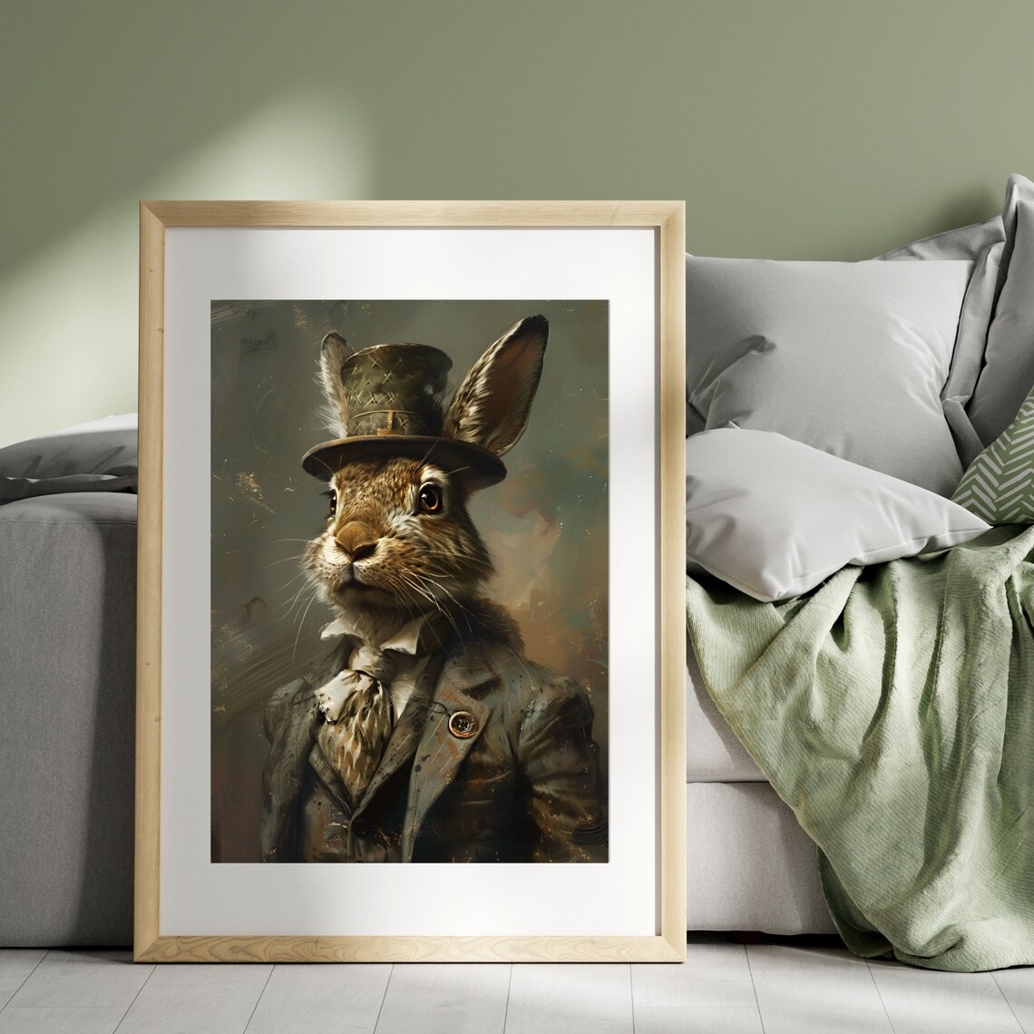 Gentleman Hare Wearing Clothes Vintage Portrait Art Print - Image 3