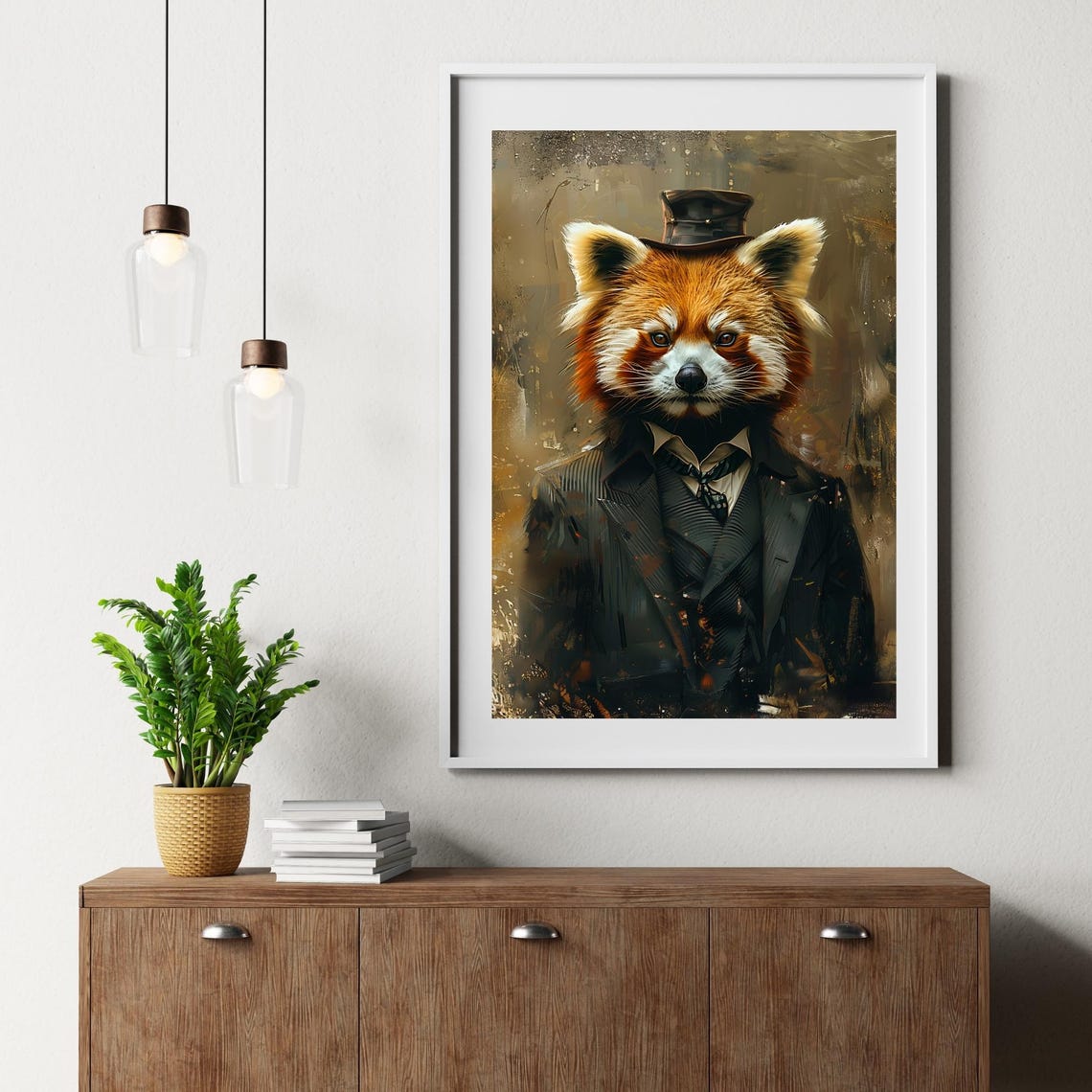 Red Panda Gentleman In Suit And Top Hat Vintage Portrait Poster - Image 2