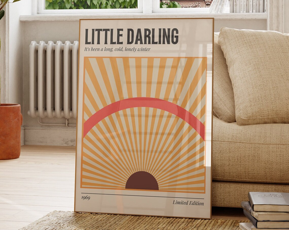 Here Comes The Sun 70s Lyrics Retro Quote Art Print - Image 2