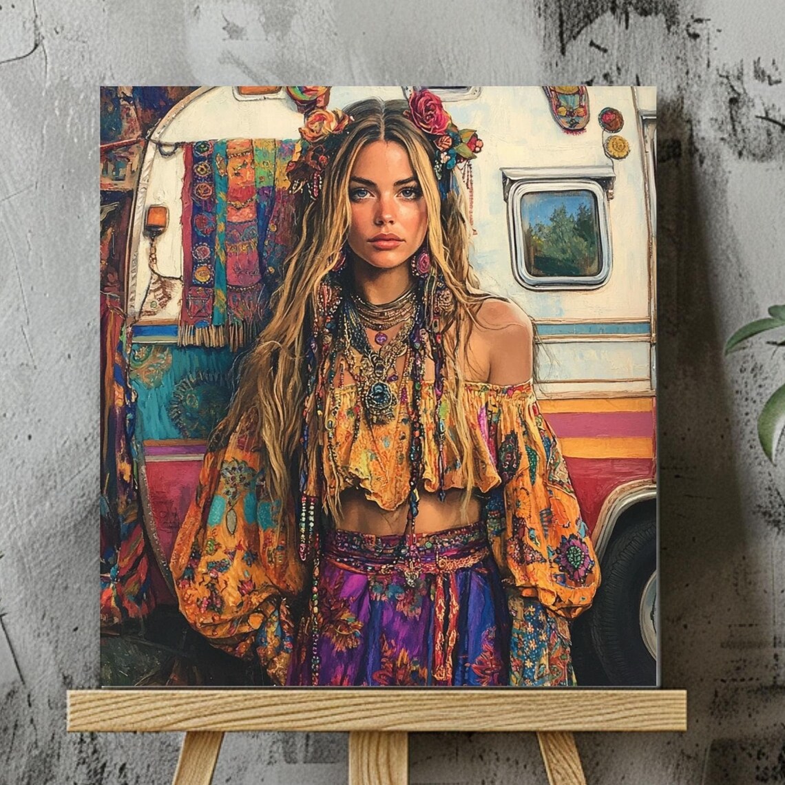Gypsy Hippie Girl, Modern Boho Home Decor