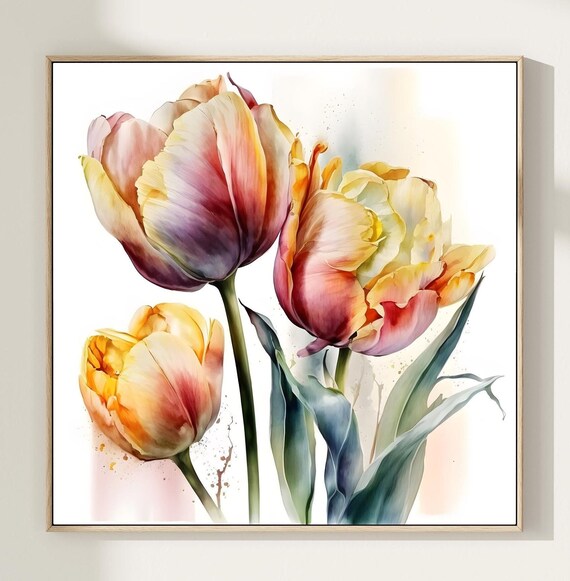 Tulip Watercolor Art Print Botanical Floral Painting
