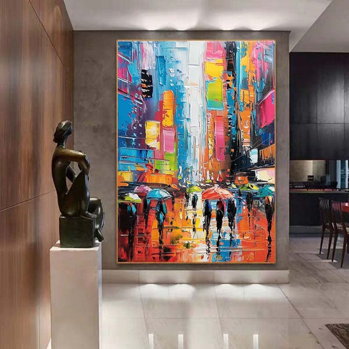Custom Urban Cityscape, Abstract Oil-Painting Art Print - Image 5