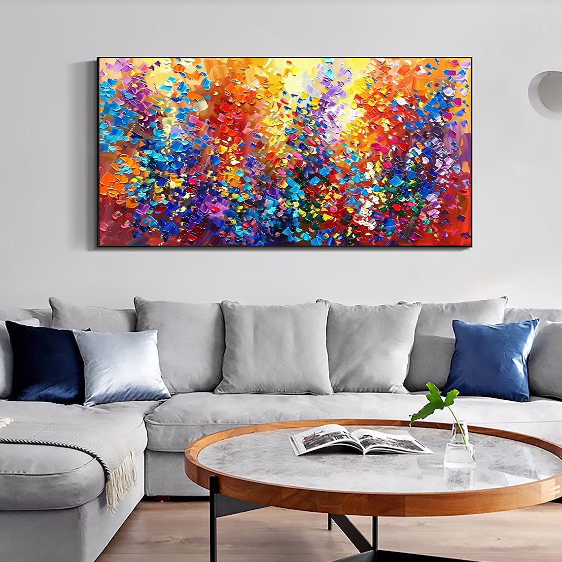 Vibrant Rainbow Color Impasto Textured Abstract Oil Painting Poster - Image 2