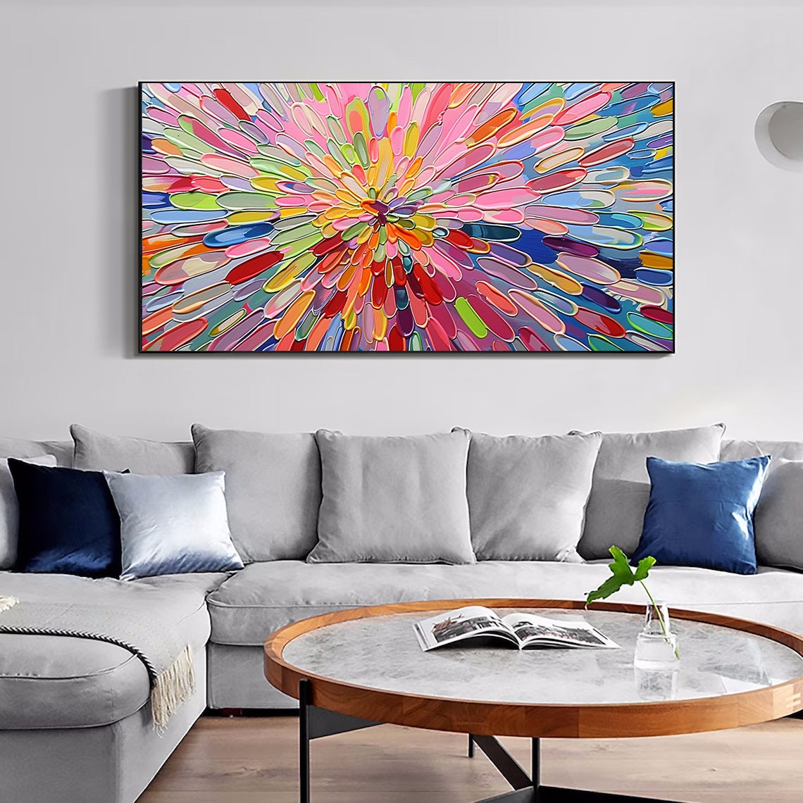 Rainbow Bloom Burst Multicolor Flower Mandala Abstract Art Poster - Image 2