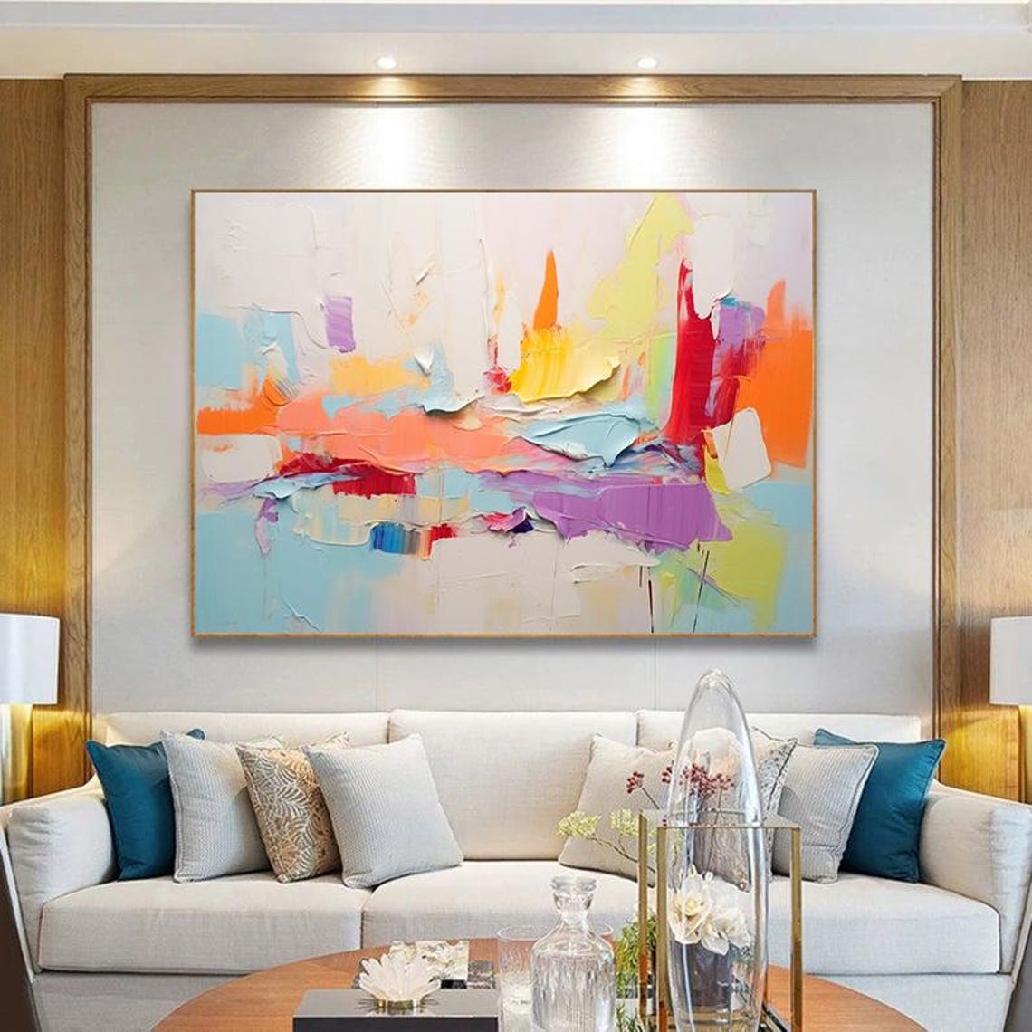 Pastel Rainbow Horizon Brushstroke Abstract Modern Wall Poster - Image 5