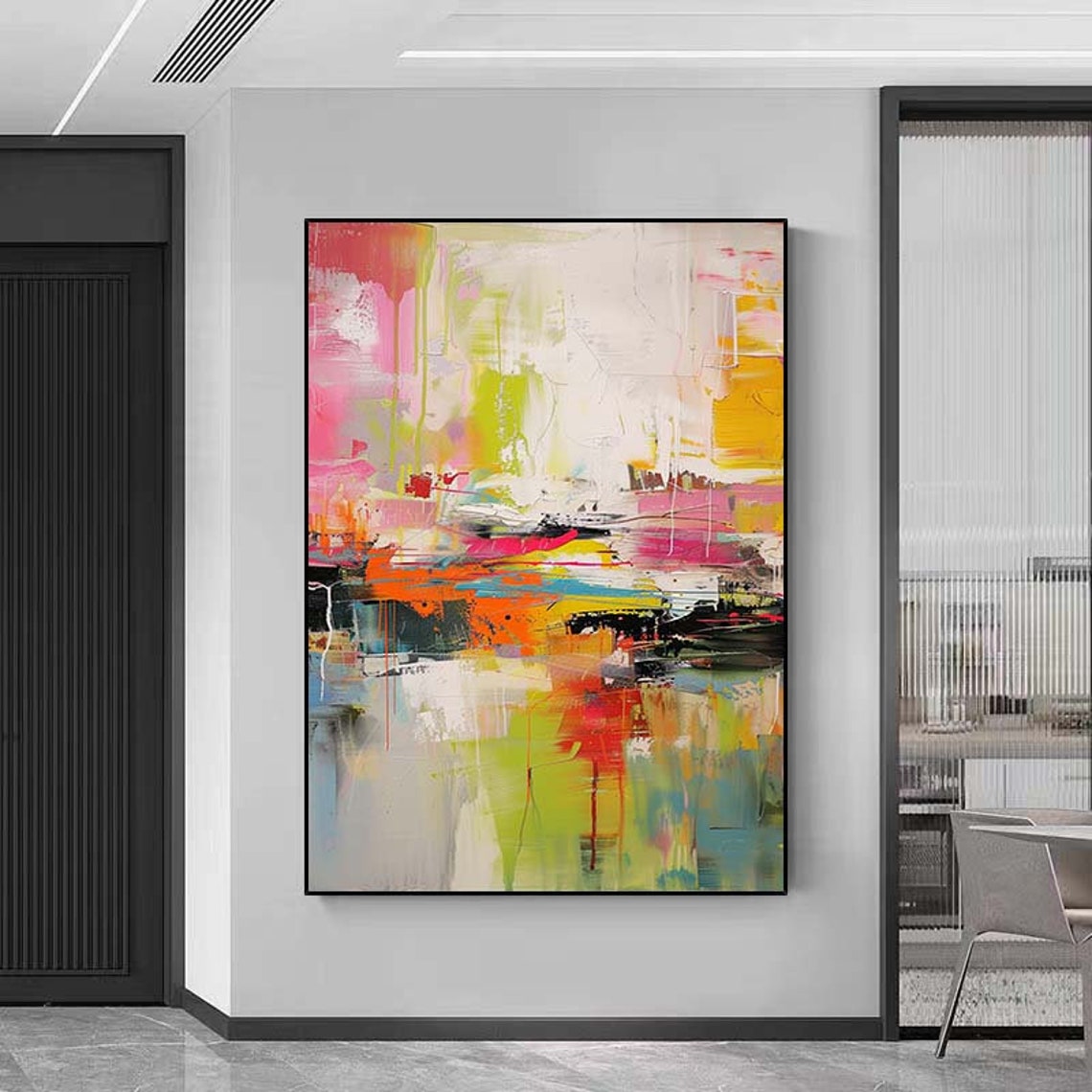 Neon Color Splash Abstract Pink Yellow Modern Vibrant Decor Poster - Image 4
