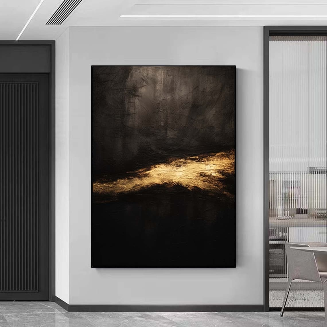 Black and Gold Abstract Wall Art Print, Modern Style - Image 4