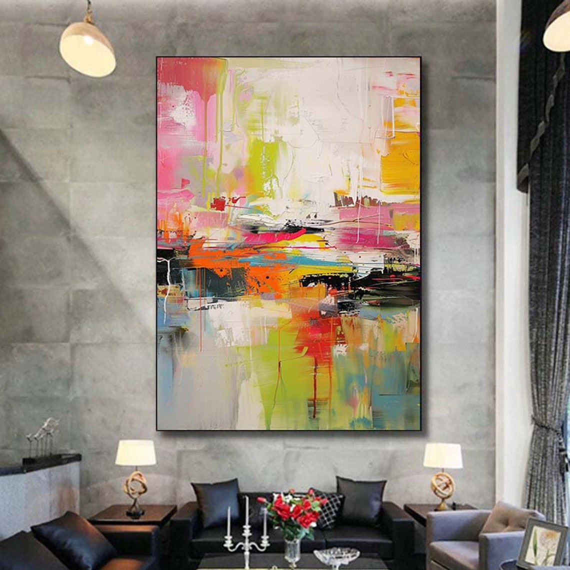 Neon Color Splash Abstract Pink Yellow Modern Vibrant Decor Poster - Image 5