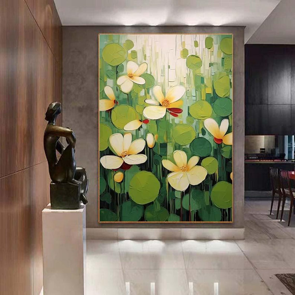 White Yellow Flower Bloom Green Garden Botanical Oil Painting Poster - Image 7