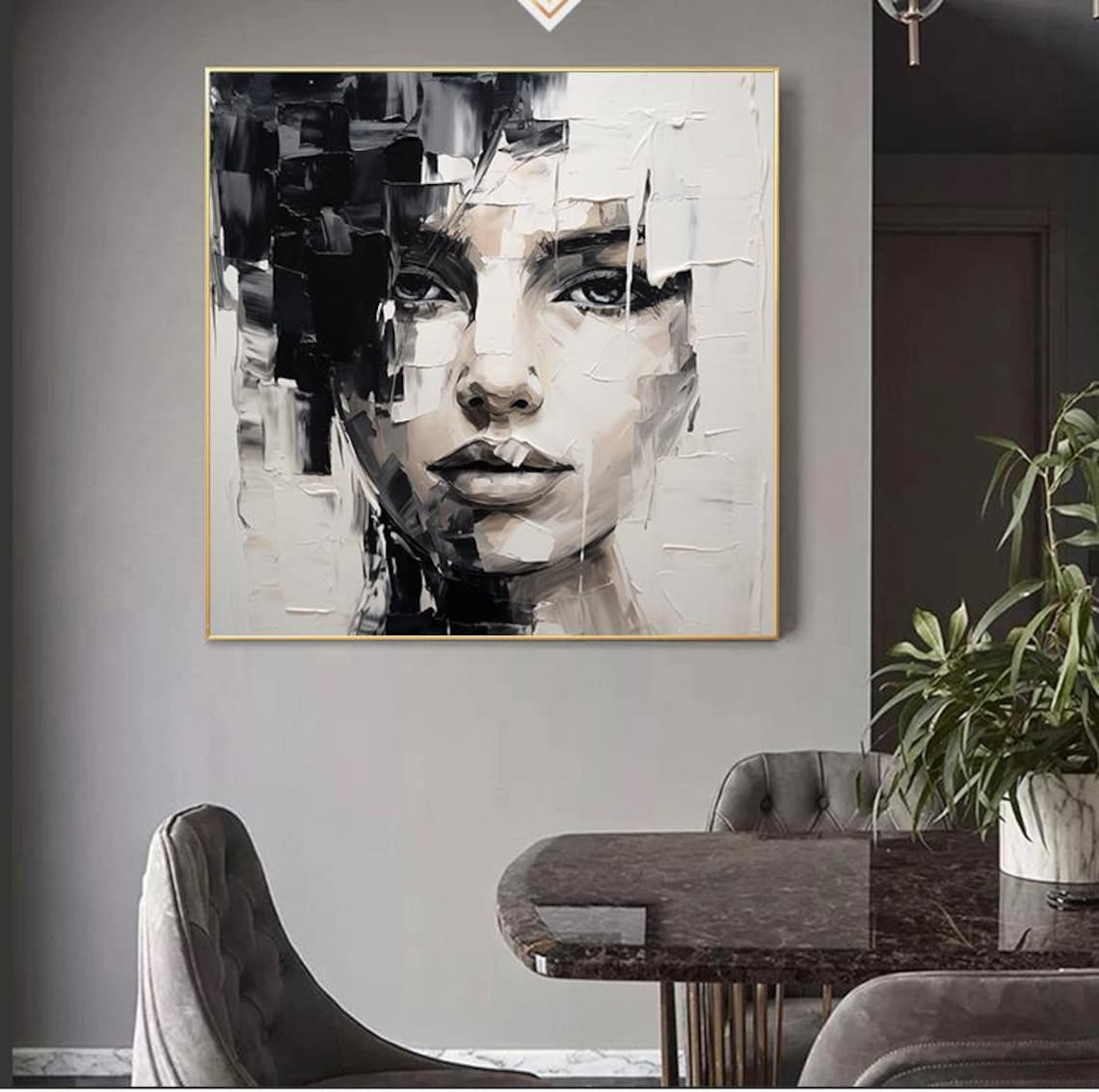Black and White Woman Face Abstract Portrait Modern Art Poster - Image 7