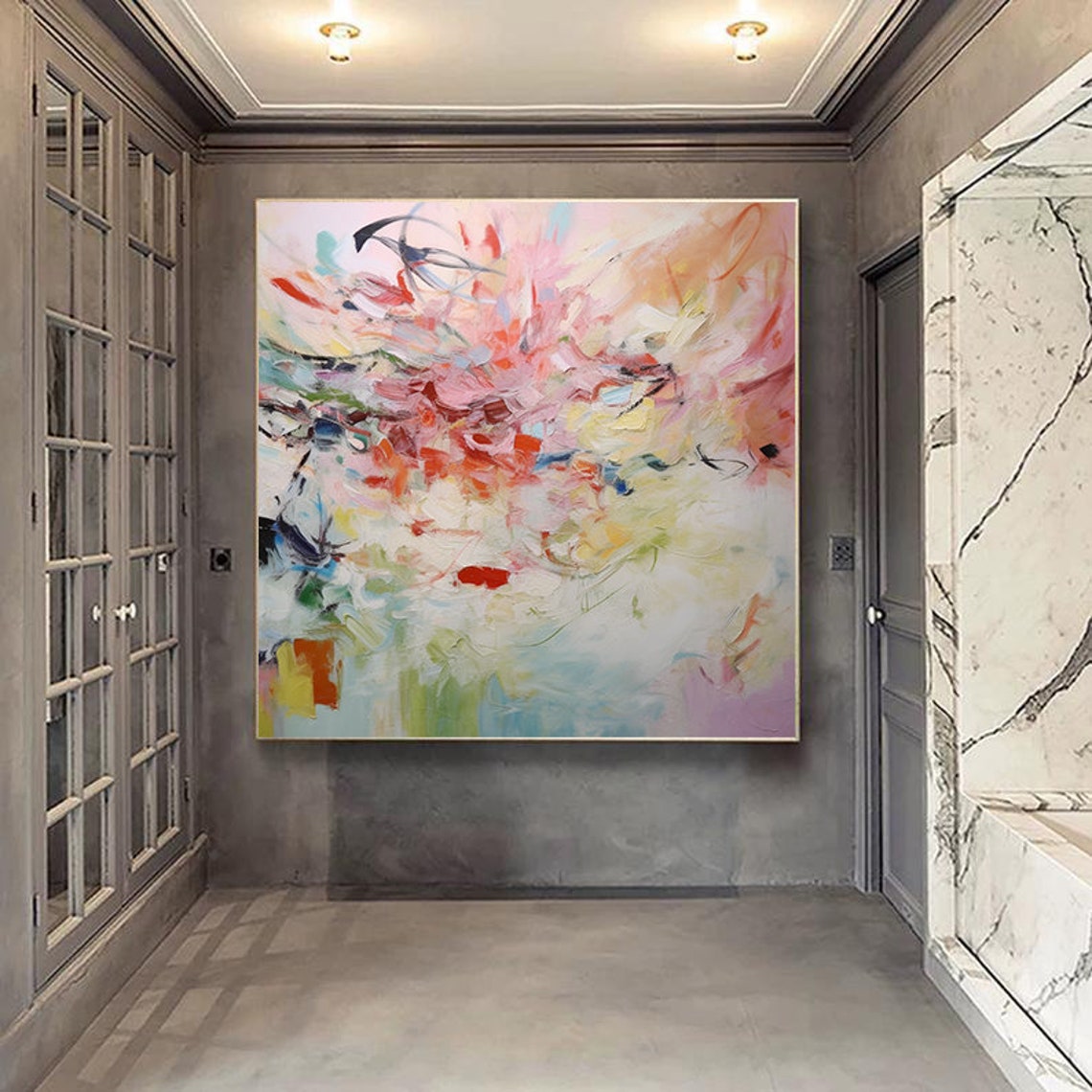 Light Airy Pastel Abstract With Soft Color Swirls And Lines Poster - Image 2
