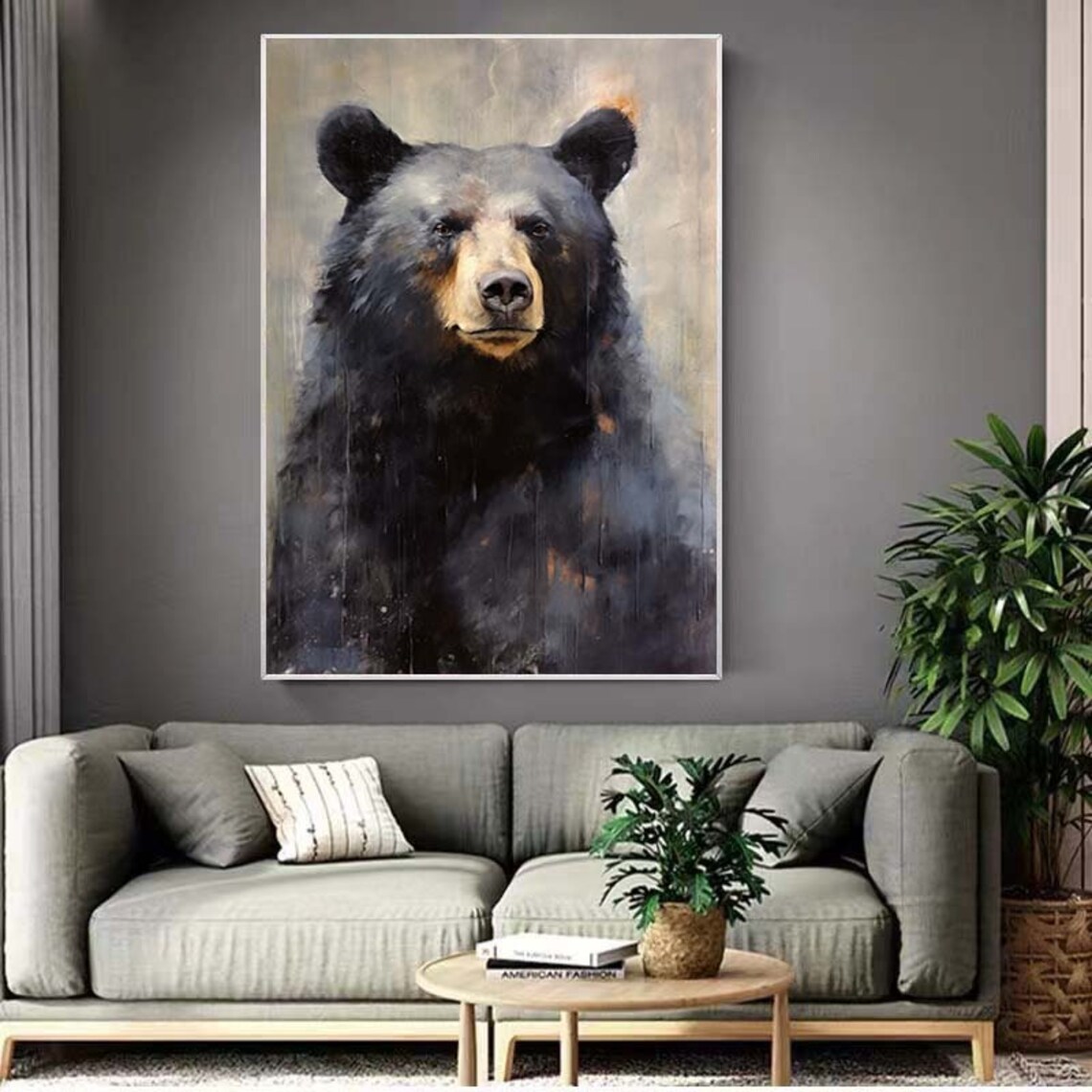 Black Bear Abstract Oil Painting, Minimalist Art - Image 2