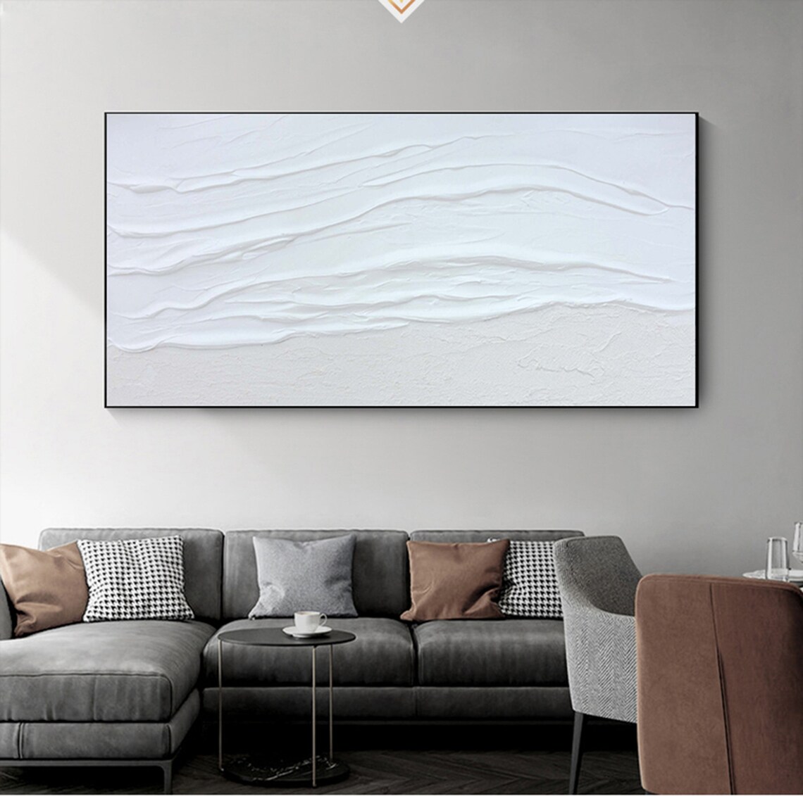 White 3D Textured Abstract Minimalist Art Print - Image 4
