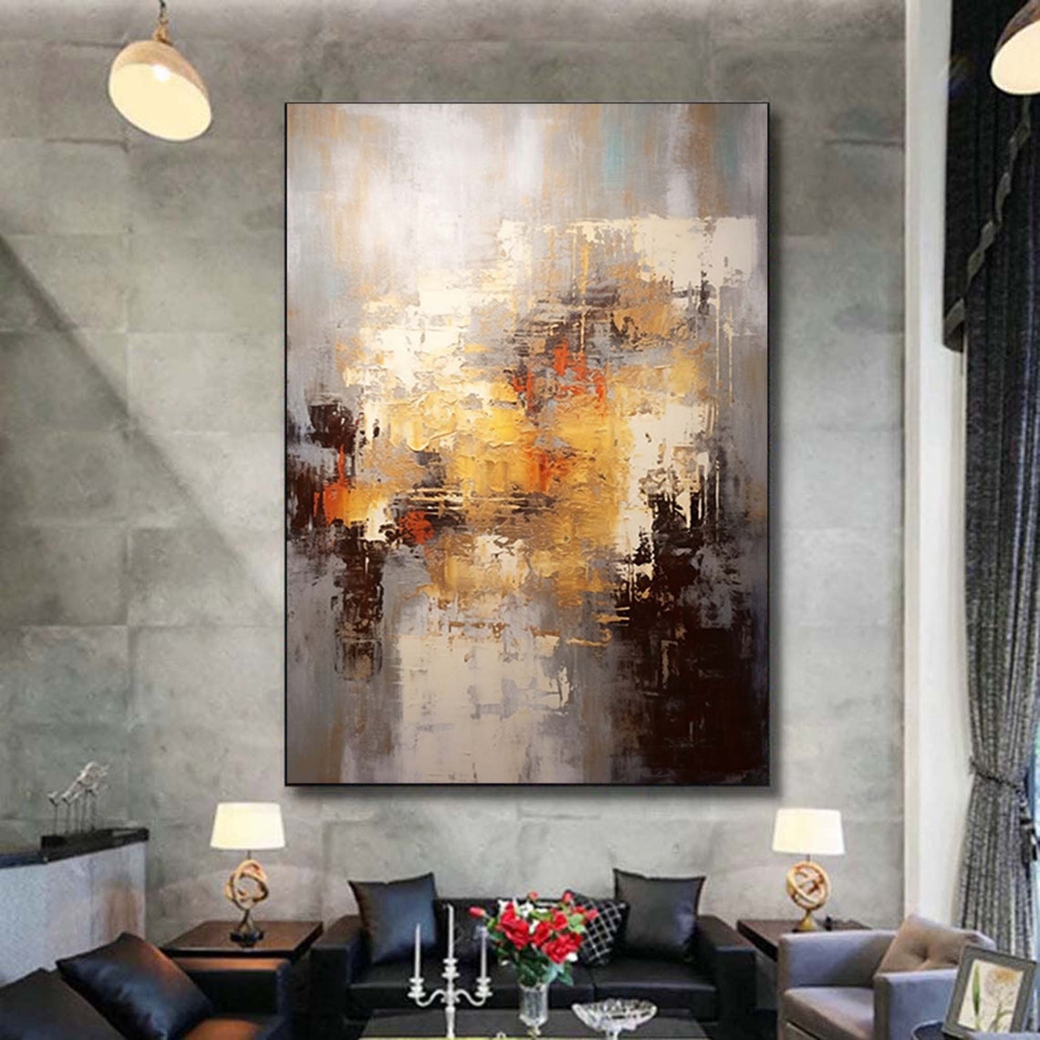 Moody Neutral Textured Abstract With Gold Grey Dark Brown Poster - Image 7