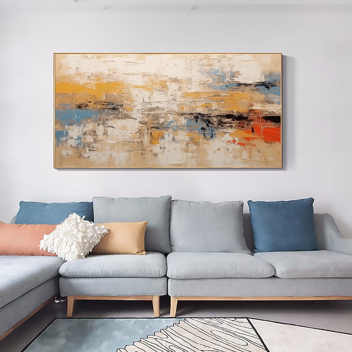 Warm Earthy Beige Orange Abstract Oil Painting Neutral Decor Poster - Image 5