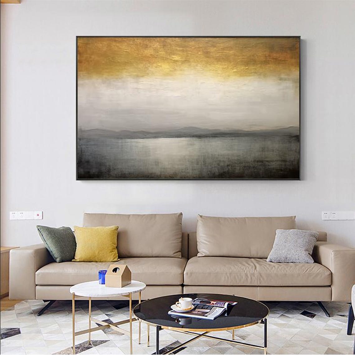 Gold Grey Abstract Landscape Horizon Modern Minimalist Wall Poster - Image 4