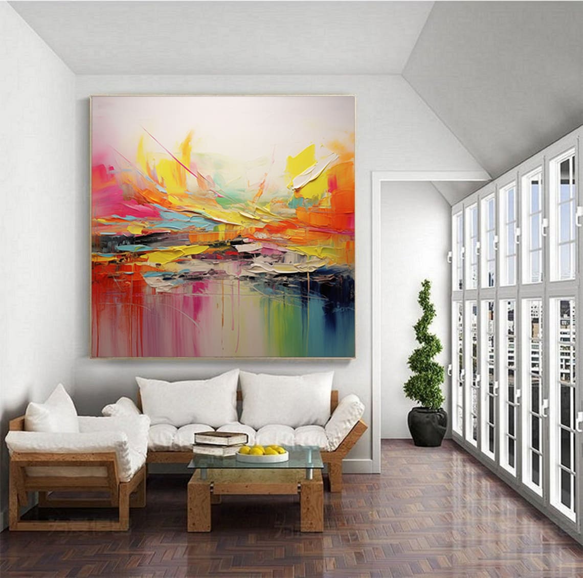 Colorful Abstract Oil Painting, Impasto Art Print - Image 5