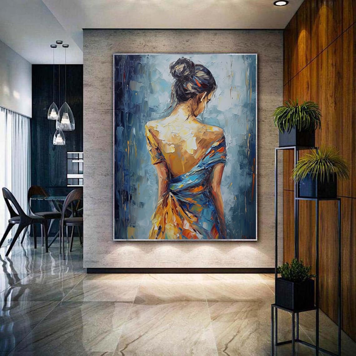 Back View Woman Oil-Painting Art Print, Vintage - Image 2