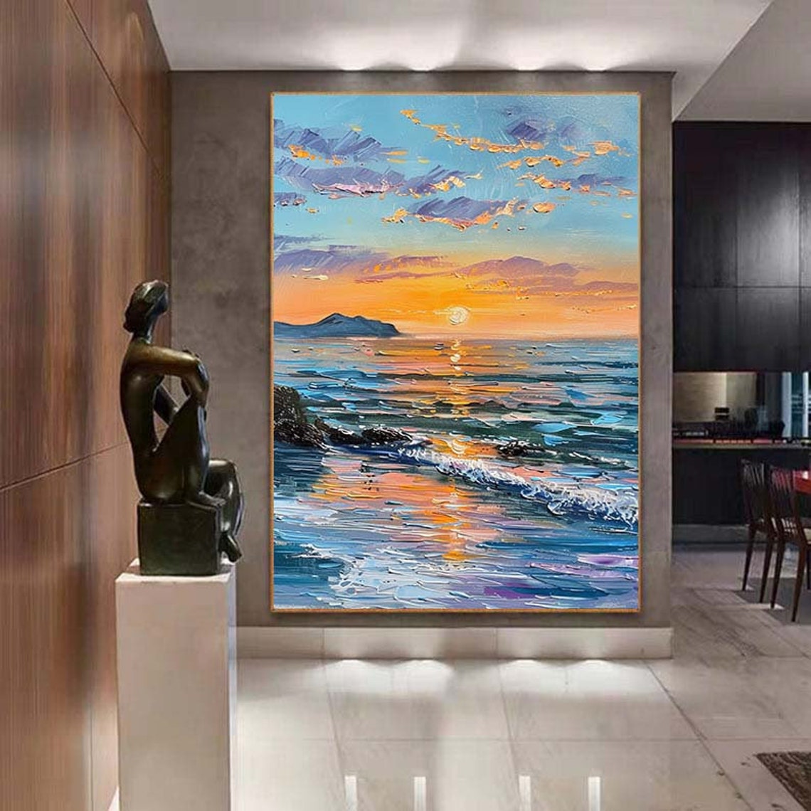Ocean Sunset Golden Sun Over Turquoise Waves Scene Wall Poster - Image 3