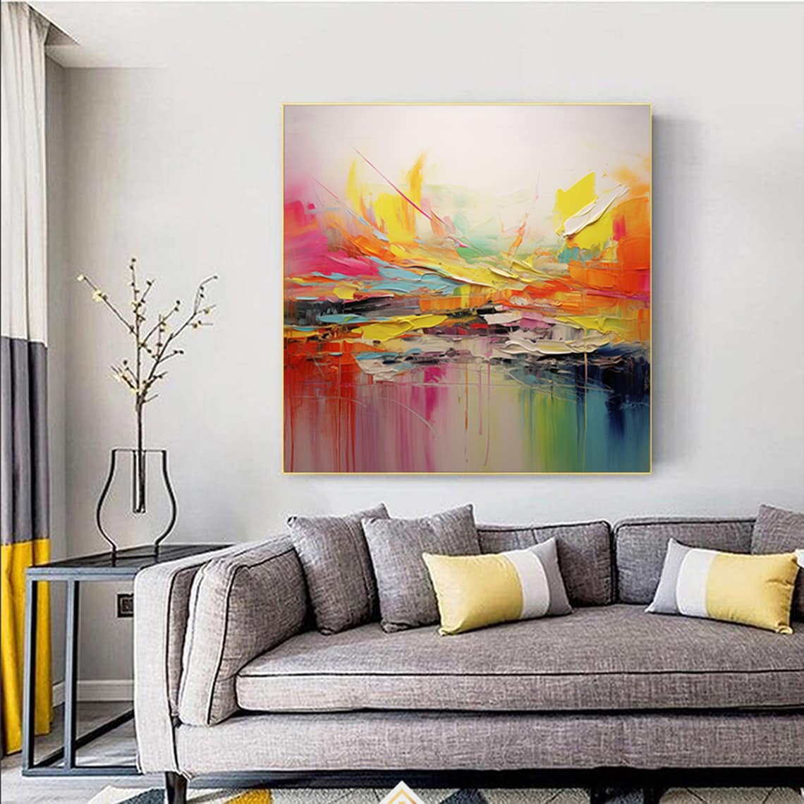 Colorful Abstract Oil Painting, Impasto Art Print - Image 3