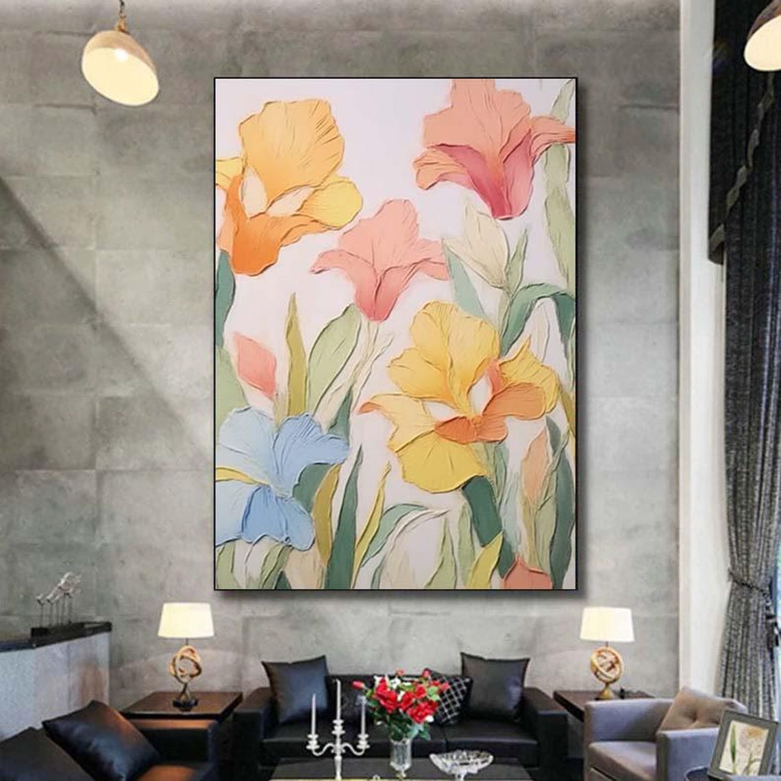 Pastel Iris Floral Impasto Painting Spring Bloom Wall Poster - Image 6