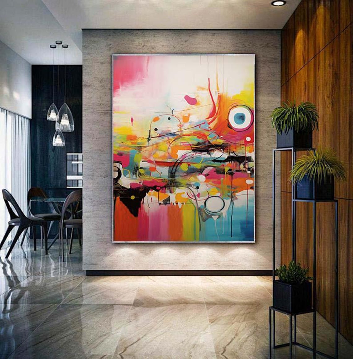 Rainbow Drip Multicolor Modern Abstract Vertical Bright Color Poster - Image 3