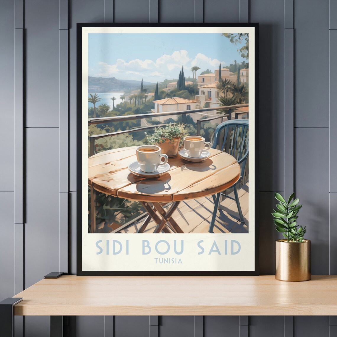 Sidi Bou Said Tunisia Terrace Coffee Bay View Morning Travel Poster - Image 4