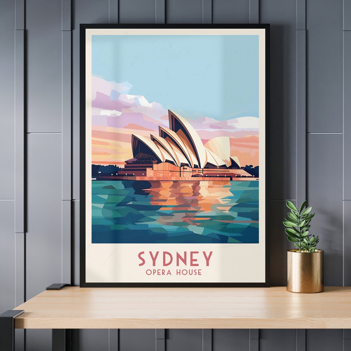 Sydney Opera House Harbor Sunset Teal Modern Art Travel Poster - Image 2