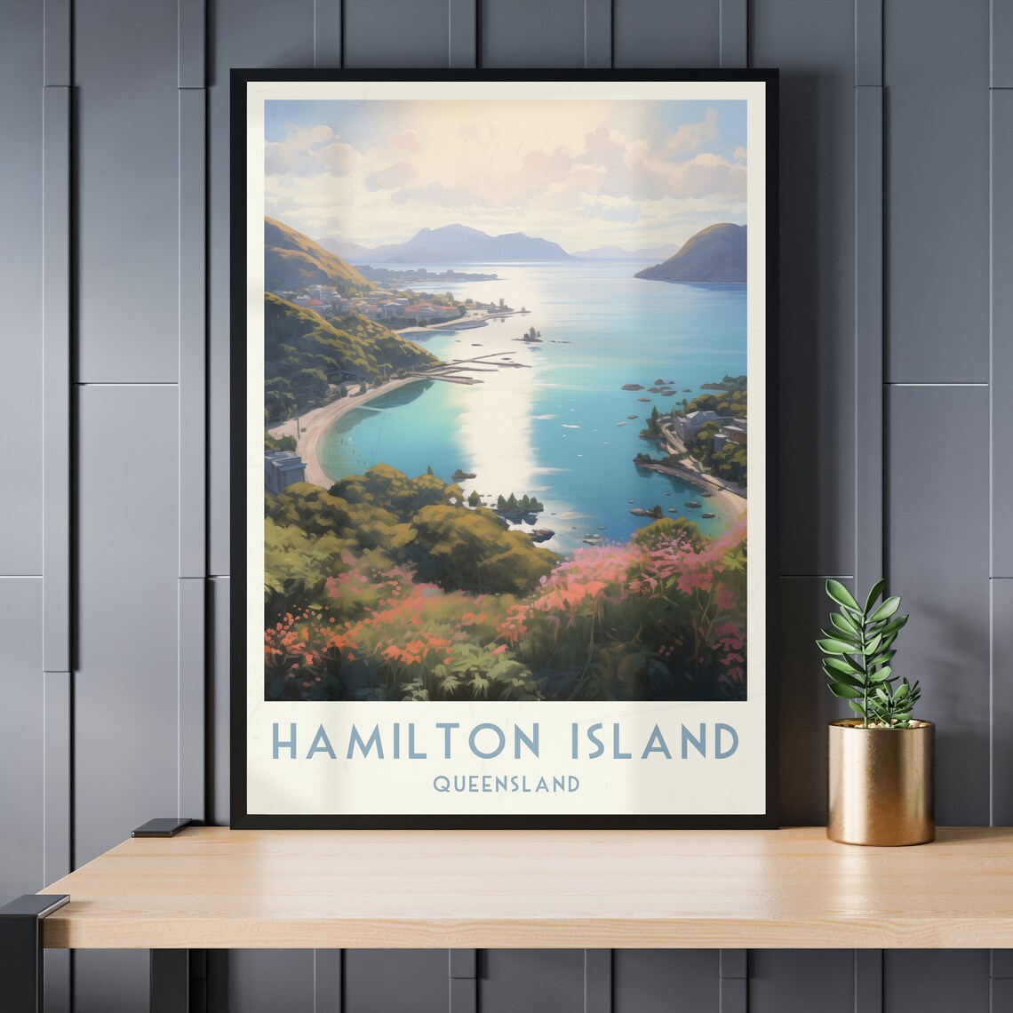 Hamilton Island Queensland Aerial Bay View Sailing Boats Poster - Image 3