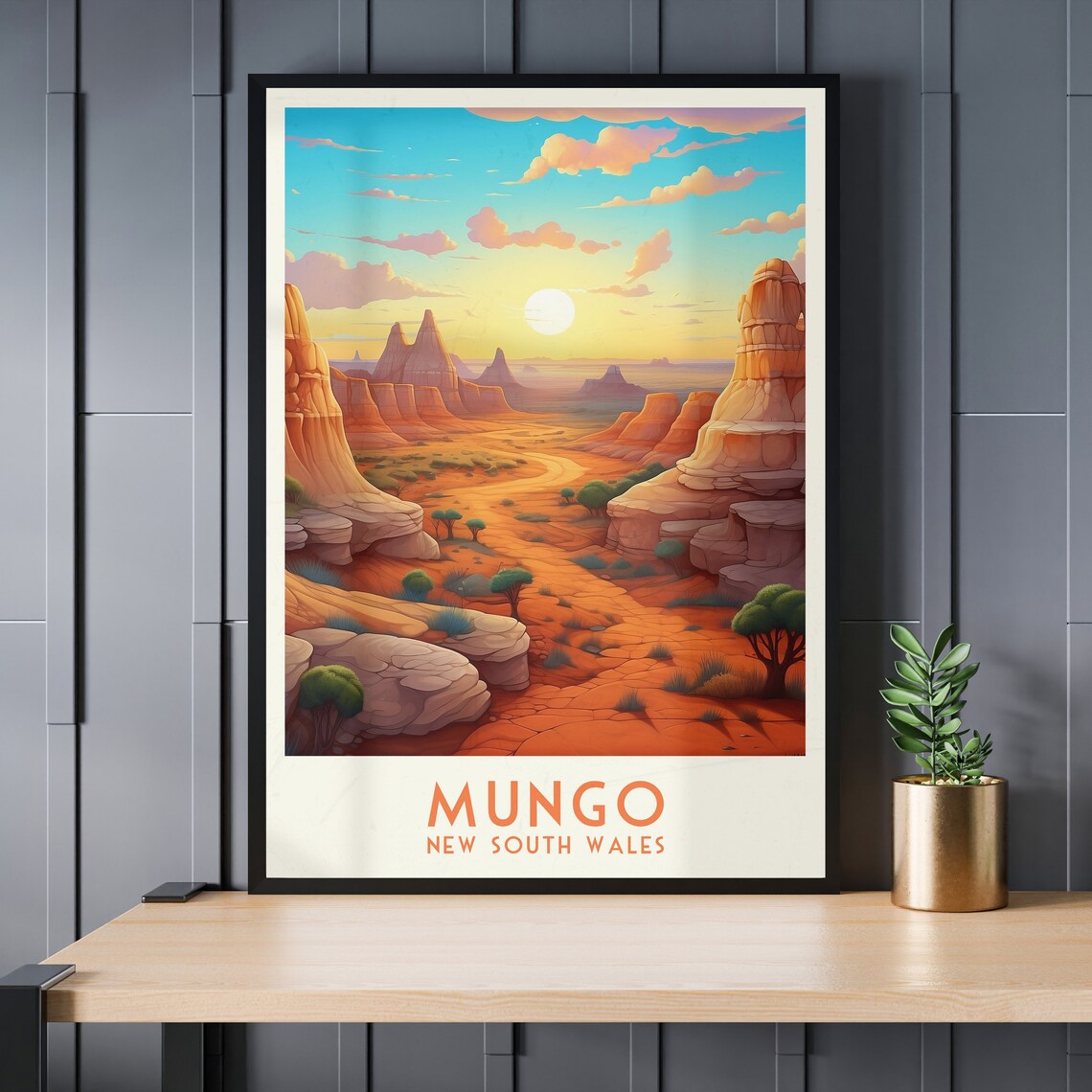 Mungo New South Wales Outback Red Desert Canyon Sunset Poster - Image 3