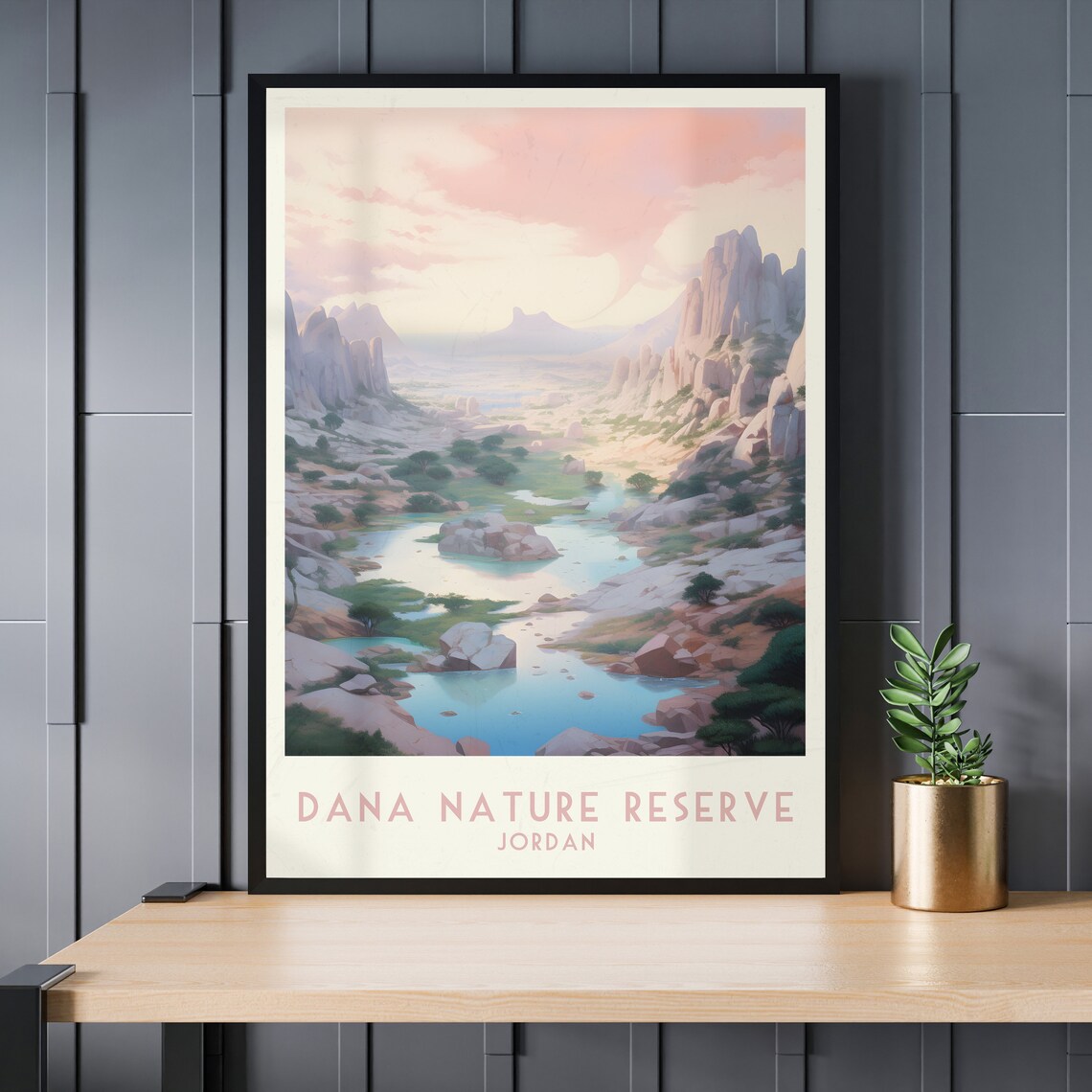 Dana Nature Reserve Jordan Canyon Oasis Vintage Travel Poster - Image 3