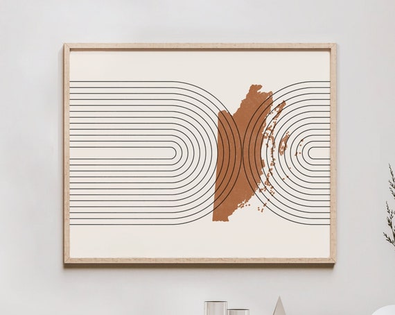 Belize Wall Art Mid Century Map Retro Decor Poster Country Of Print