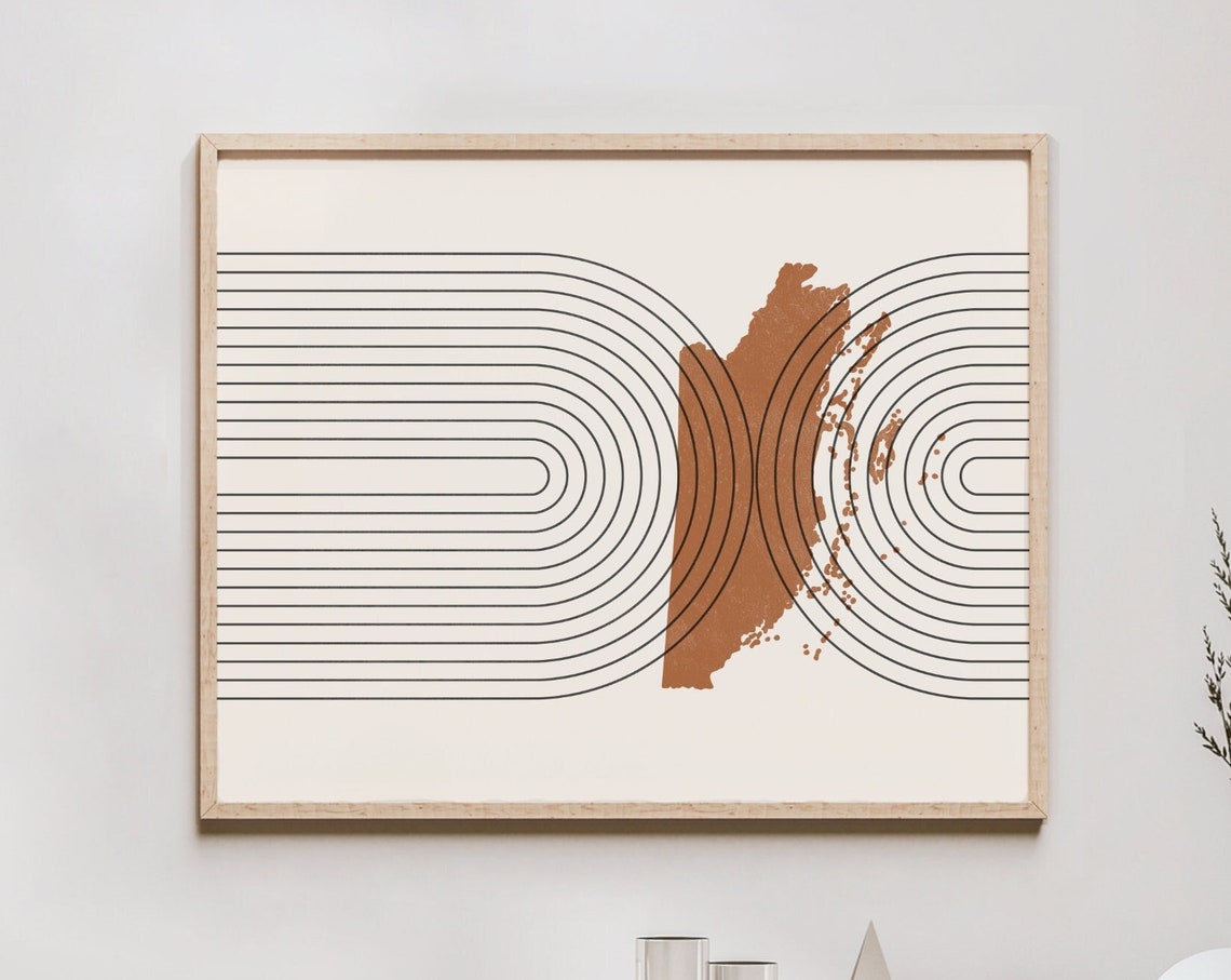 Belize Mid Century Modern Abstract Arch Line Art Travel Poster