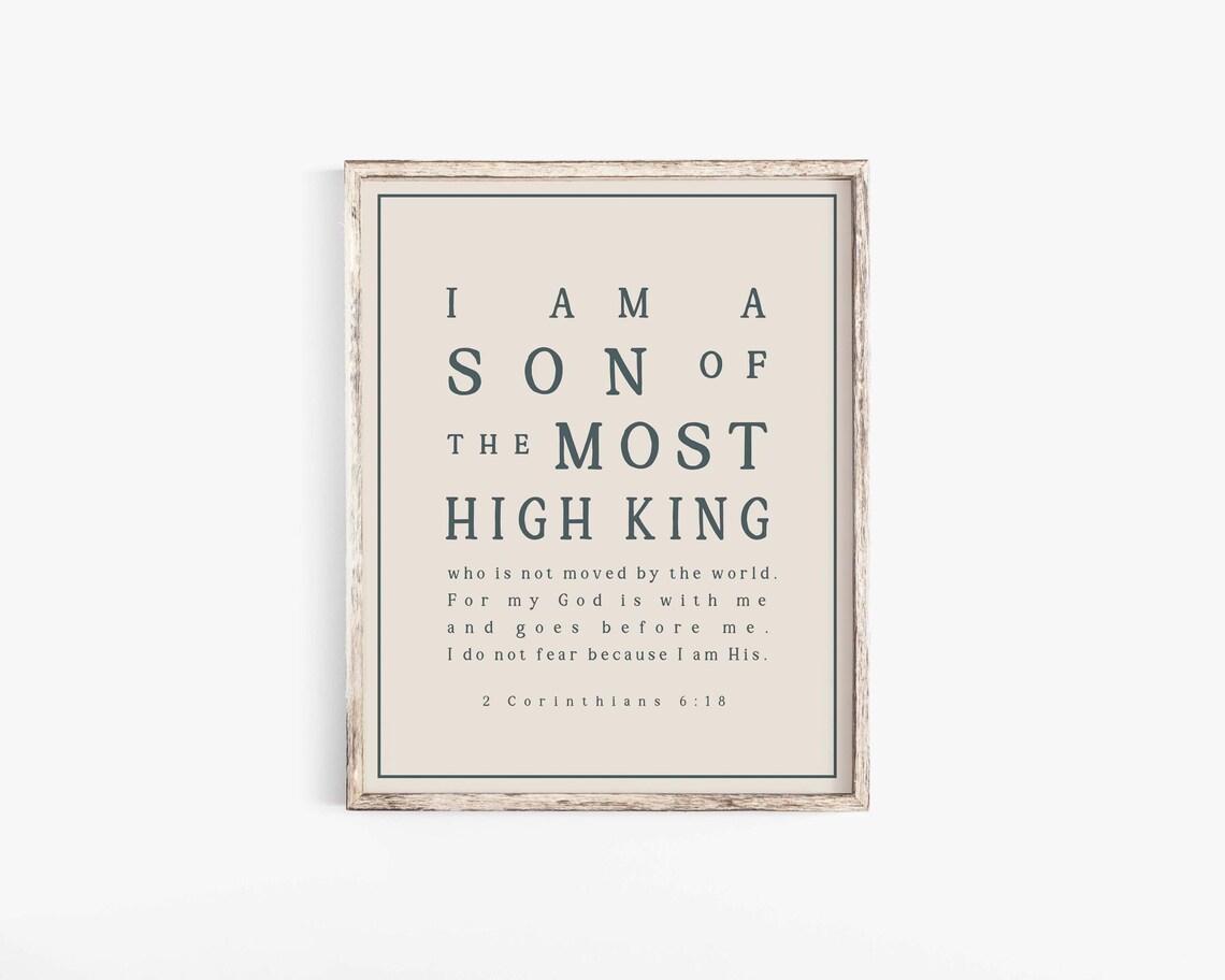 Son of the Most High King Vintage Green Typography Scripture Poster - Image 2