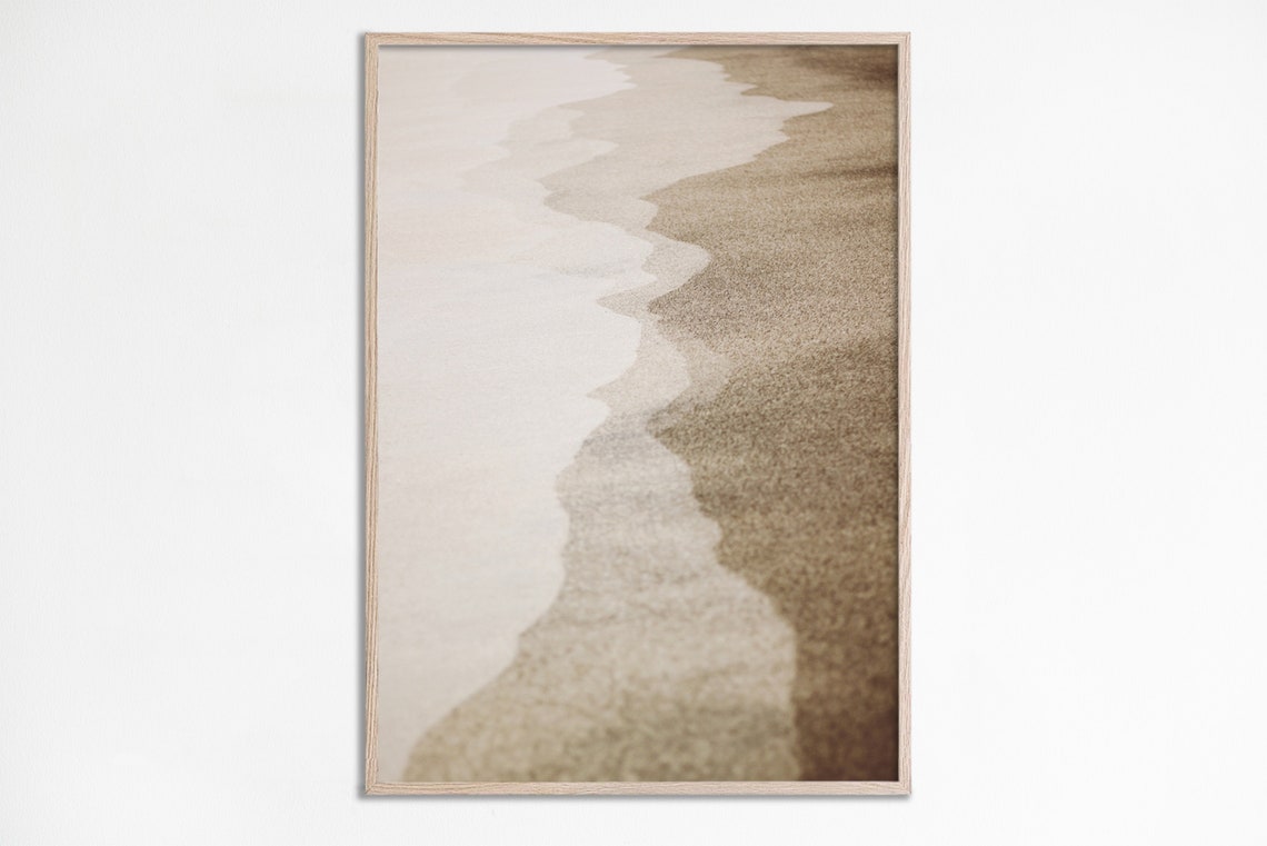 Beige Beach Foam Abstract Minimalist Coastal Photo Art Print