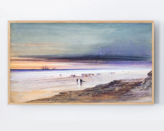 Abstract Coastal Painting For Frame Tv Beach Samsung Art Seascape The