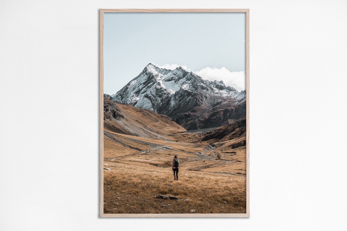 Hiking Mountain Landscape Poster Print, Autumn Nature