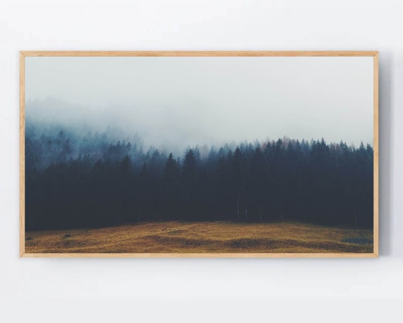 Samsung Frame Tv Art Nordic Foggy Forest Fog Winter